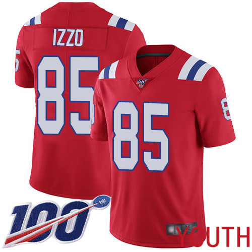 New England Patriots Football 85 Vapor Untouchable 100th Season Limited Red Youth Ryan Izzo Alternate NFL Jersey